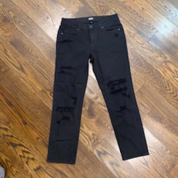 Like new Paige Jimmy Jimmy Crop Jeans Black Destructed Sz 24 - Picture 2 of 13